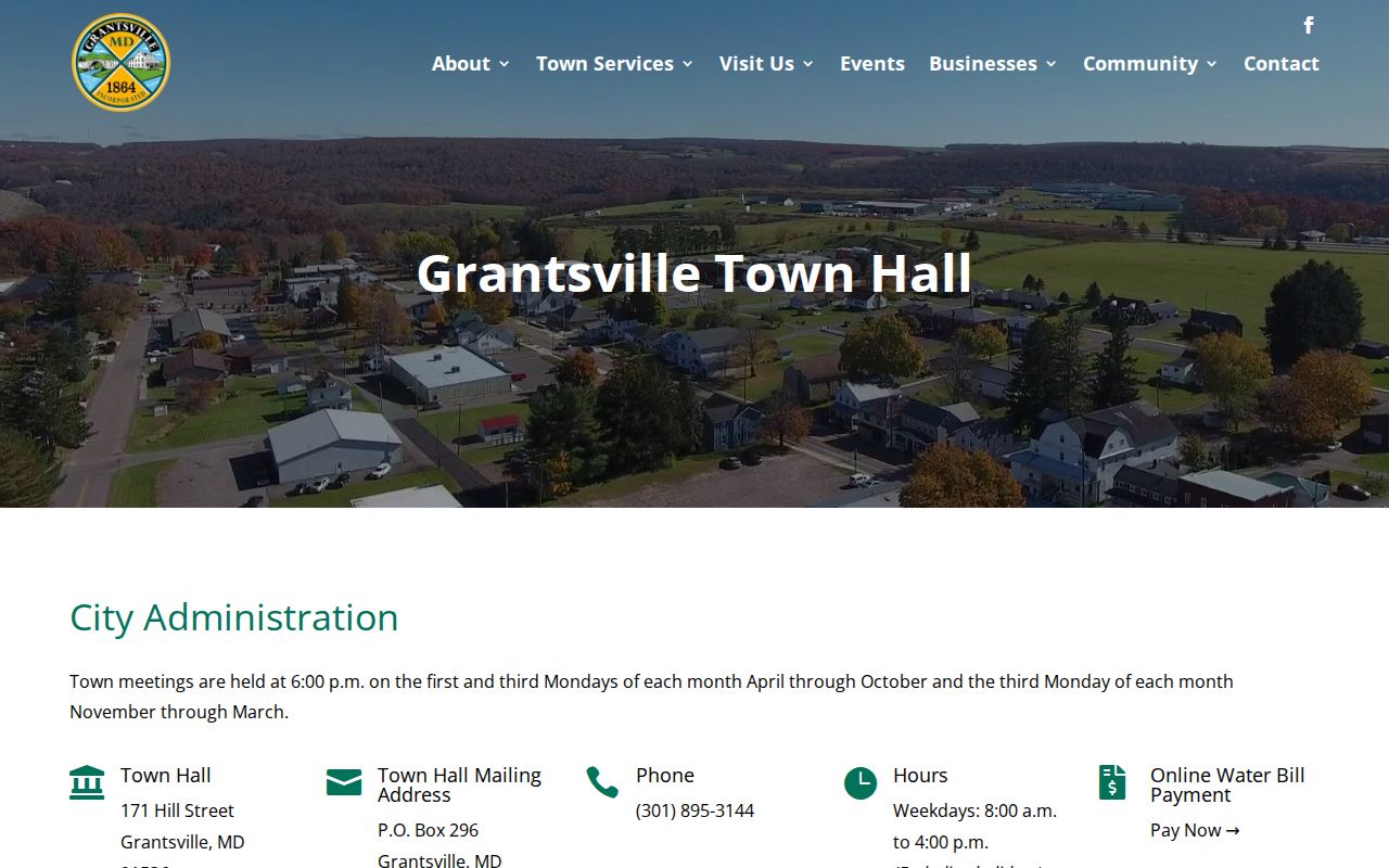 Grantsville town hall page used for municipal routing on warrant questions
